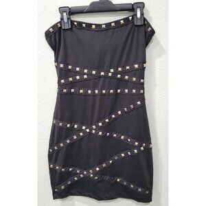 XXI by Forever 21 Black Studded Bodycon Sleeveless Mini Dress Size SP